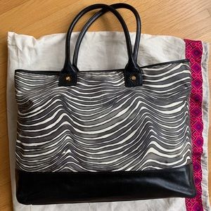 Tory Burch Zebra Nylon and Leather Tote